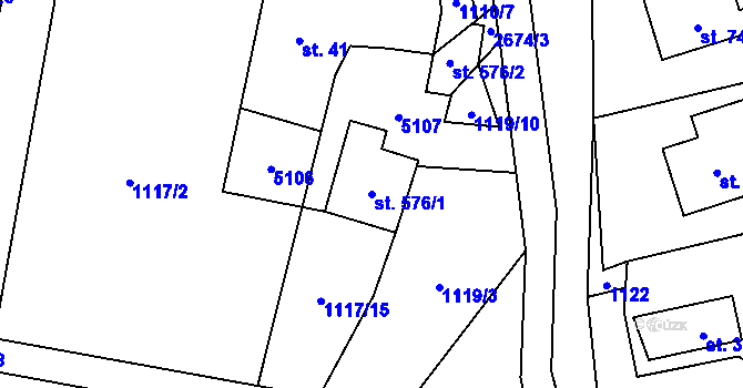 Parcela st. 576/1 v KÚ Nýdek, Katastrální mapa