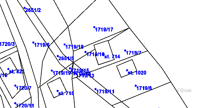 Parcela st. 714 v KÚ Nýdek, Katastrální mapa