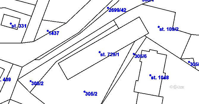 Parcela st. 729/1 v KÚ Nýdek, Katastrální mapa