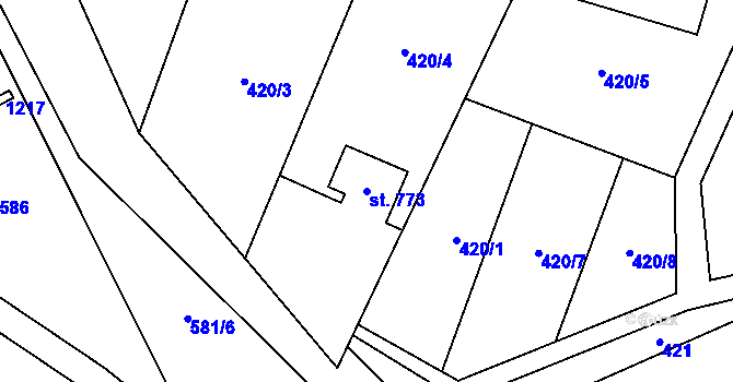 Parcela st. 773 v KÚ Nýdek, Katastrální mapa