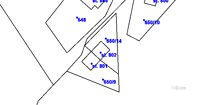 Parcela st. 802 v KÚ Nýdek, Katastrální mapa