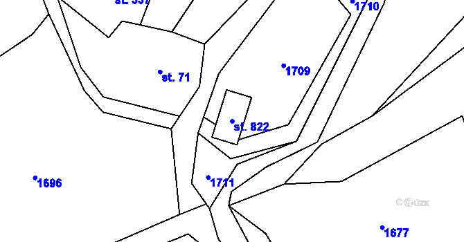 Parcela st. 822 v KÚ Nýdek, Katastrální mapa