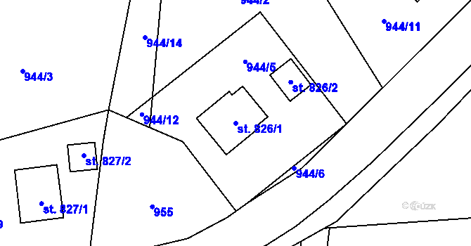 Parcela st. 826/1 v KÚ Nýdek, Katastrální mapa