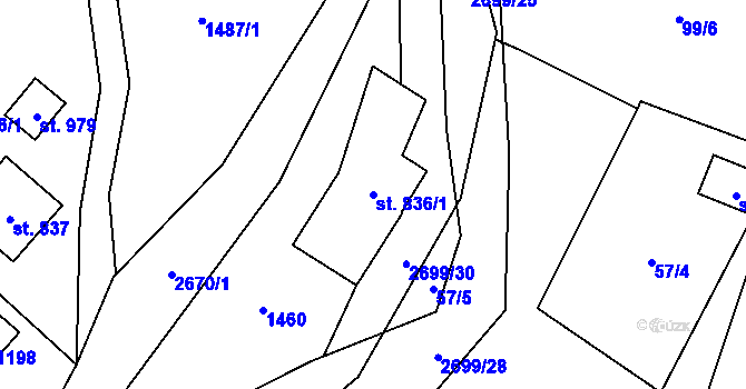 Parcela st. 836/1 v KÚ Nýdek, Katastrální mapa