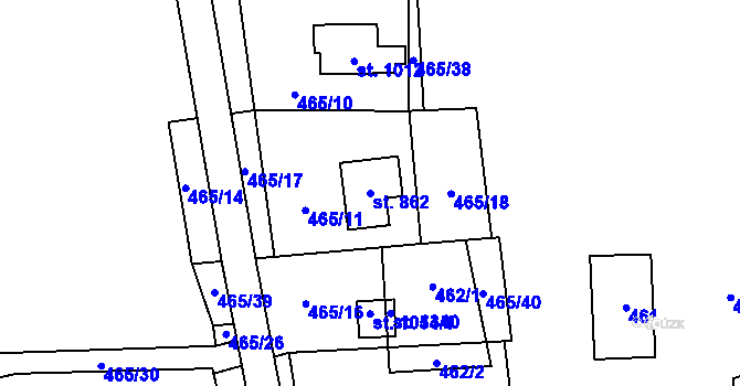 Parcela st. 862 v KÚ Nýdek, Katastrální mapa