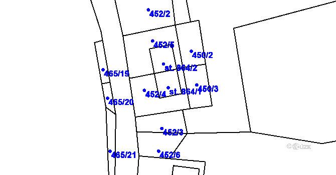 Parcela st. 864/1 v KÚ Nýdek, Katastrální mapa