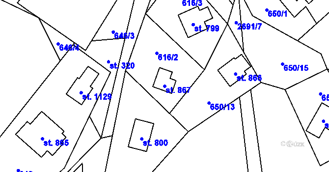 Parcela st. 867 v KÚ Nýdek, Katastrální mapa
