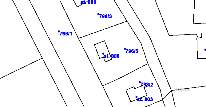 Parcela st. 880 v KÚ Nýdek, Katastrální mapa