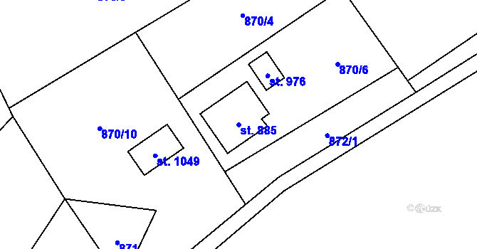 Parcela st. 885 v KÚ Nýdek, Katastrální mapa