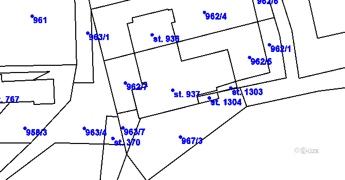 Parcela st. 937 v KÚ Nýdek, Katastrální mapa