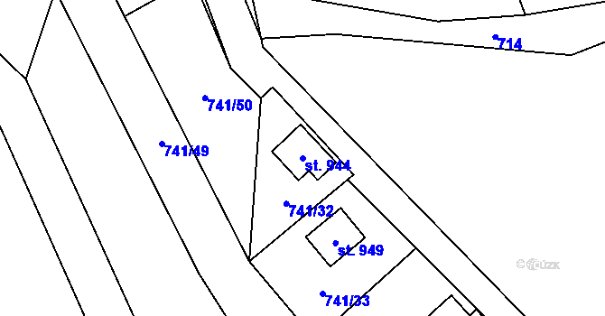 Parcela st. 944 v KÚ Nýdek, Katastrální mapa