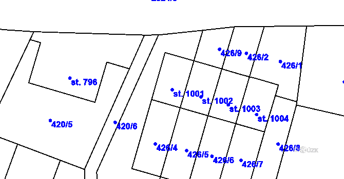 Parcela st. 1001 v KÚ Nýdek, Katastrální mapa
