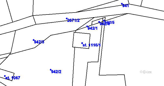 Parcela st. 1116/1 v KÚ Nýdek, Katastrální mapa