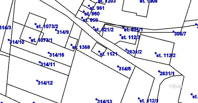 Parcela st. 1121 v KÚ Nýdek, Katastrální mapa