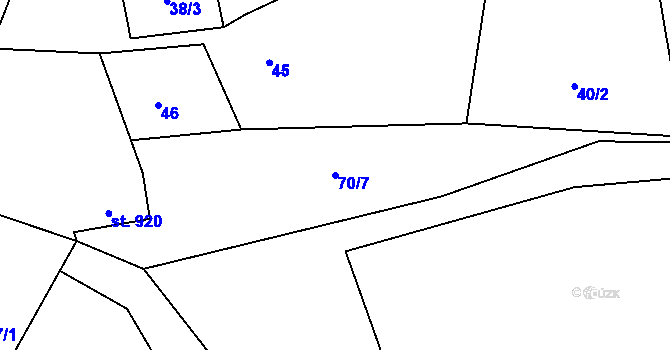 Parcela st. 70/7 v KÚ Nýdek, Katastrální mapa
