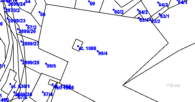Parcela st. 99/4 v KÚ Nýdek, Katastrální mapa
