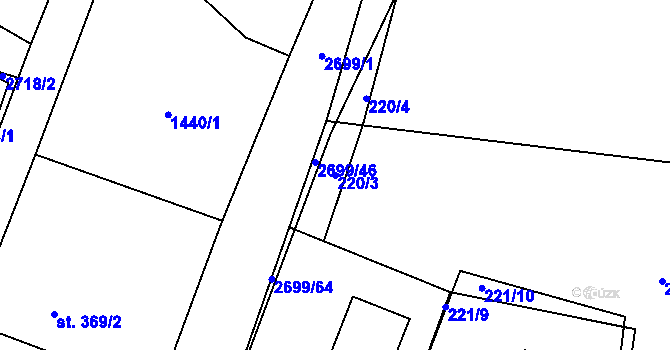 Parcela st. 220/3 v KÚ Nýdek, Katastrální mapa