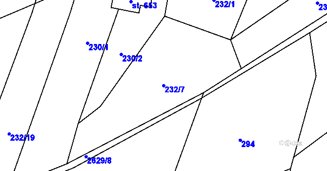 Parcela st. 232/7 v KÚ Nýdek, Katastrální mapa