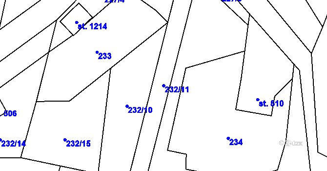 Parcela st. 232/11 v KÚ Nýdek, Katastrální mapa