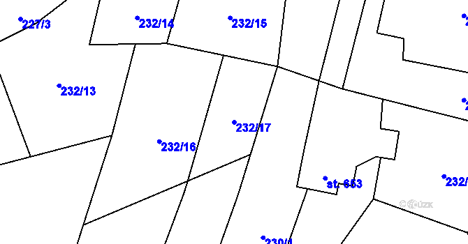 Parcela st. 232/17 v KÚ Nýdek, Katastrální mapa