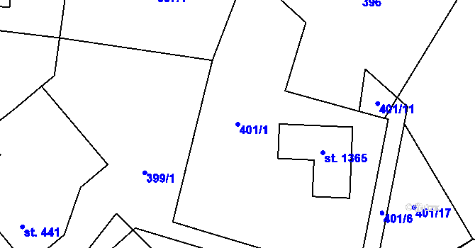 Parcela st. 401/1 v KÚ Nýdek, Katastrální mapa