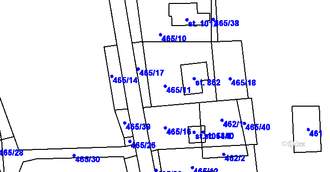 Parcela st. 465/11 v KÚ Nýdek, Katastrální mapa