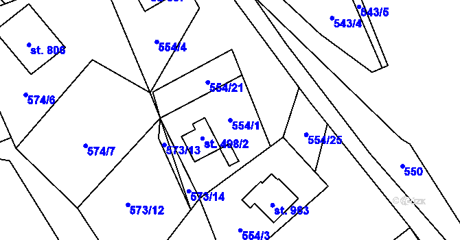 Parcela st. 554/1 v KÚ Nýdek, Katastrální mapa