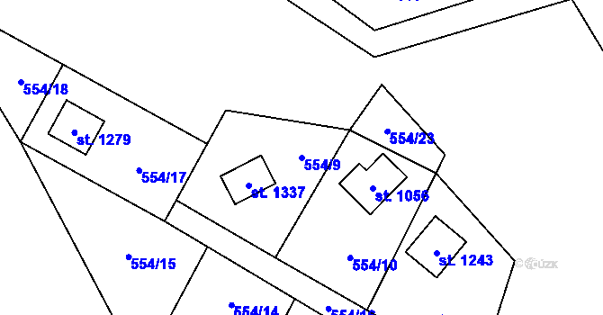 Parcela st. 554/9 v KÚ Nýdek, Katastrální mapa