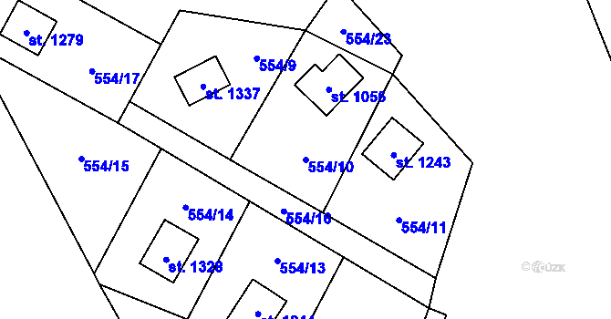 Parcela st. 554/10 v KÚ Nýdek, Katastrální mapa