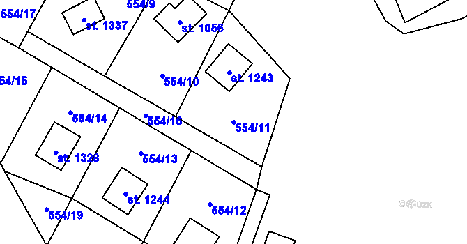 Parcela st. 554/11 v KÚ Nýdek, Katastrální mapa