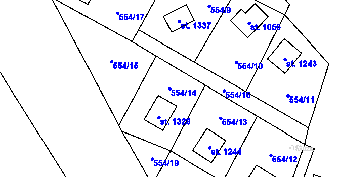 Parcela st. 554/14 v KÚ Nýdek, Katastrální mapa