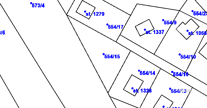 Parcela st. 554/15 v KÚ Nýdek, Katastrální mapa