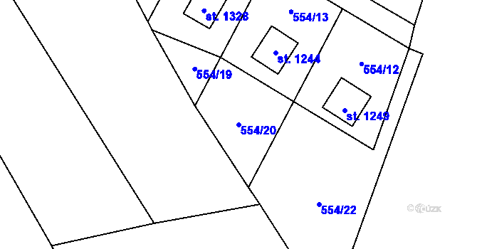 Parcela st. 554/20 v KÚ Nýdek, Katastrální mapa