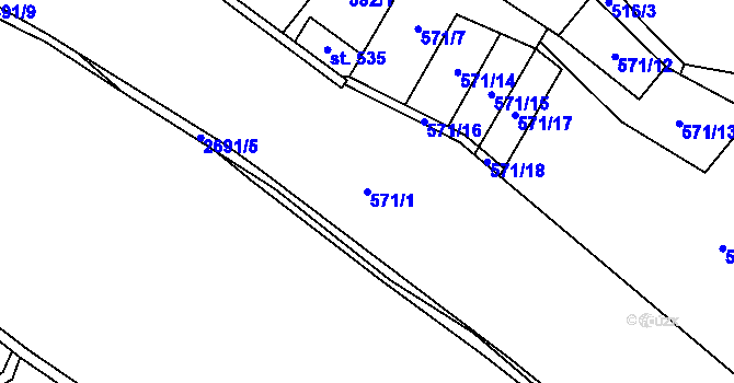 Parcela st. 571/1 v KÚ Nýdek, Katastrální mapa