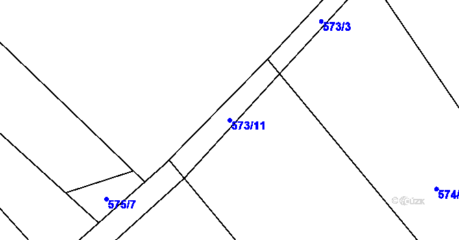 Parcela st. 573/11 v KÚ Nýdek, Katastrální mapa