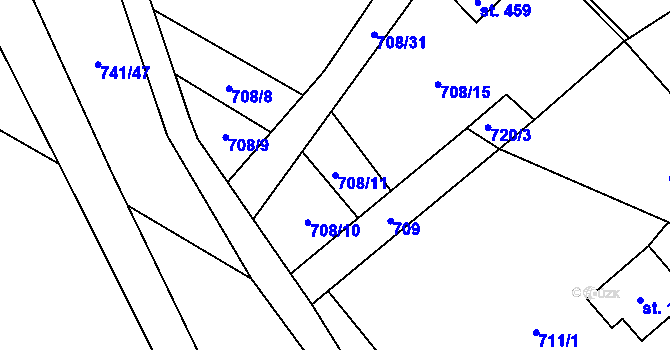 Parcela st. 708/11 v KÚ Nýdek, Katastrální mapa