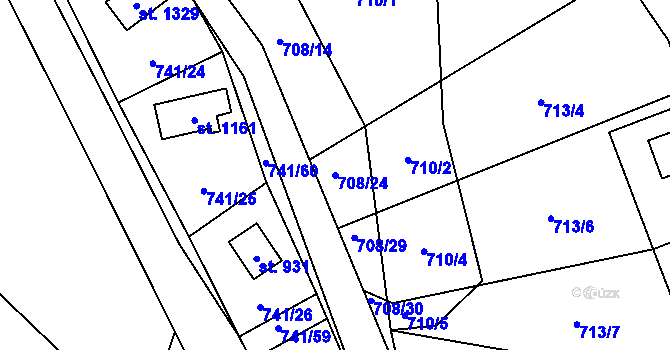Parcela st. 708/24 v KÚ Nýdek, Katastrální mapa
