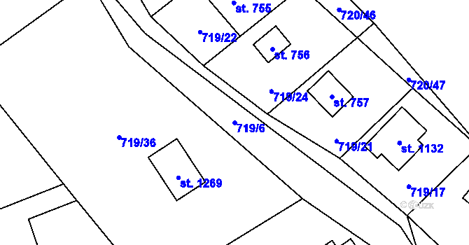 Parcela st. 719/6 v KÚ Nýdek, Katastrální mapa