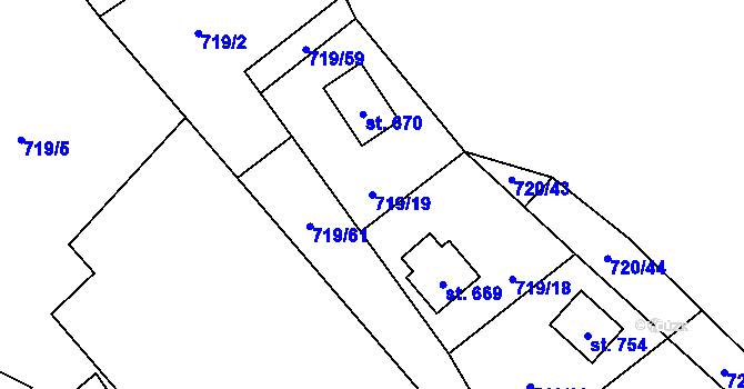 Parcela st. 719/19 v KÚ Nýdek, Katastrální mapa