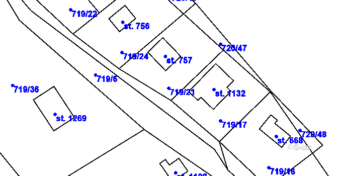 Parcela st. 719/21 v KÚ Nýdek, Katastrální mapa