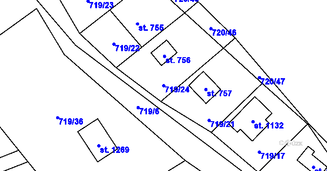 Parcela st. 719/24 v KÚ Nýdek, Katastrální mapa