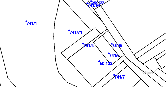 Parcela st. 741/4 v KÚ Nýdek, Katastrální mapa