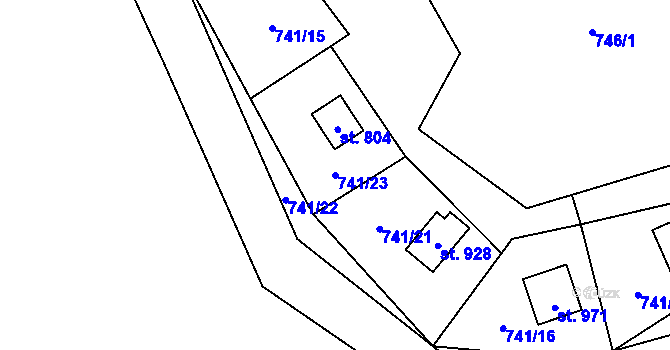 Parcela st. 741/23 v KÚ Nýdek, Katastrální mapa