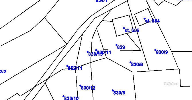 Parcela st. 830/11 v KÚ Nýdek, Katastrální mapa