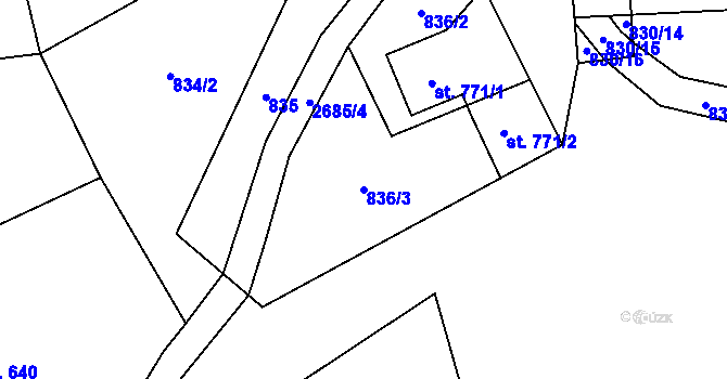 Parcela st. 836/3 v KÚ Nýdek, Katastrální mapa