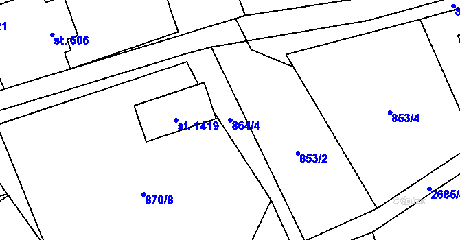 Parcela st. 864/4 v KÚ Nýdek, Katastrální mapa