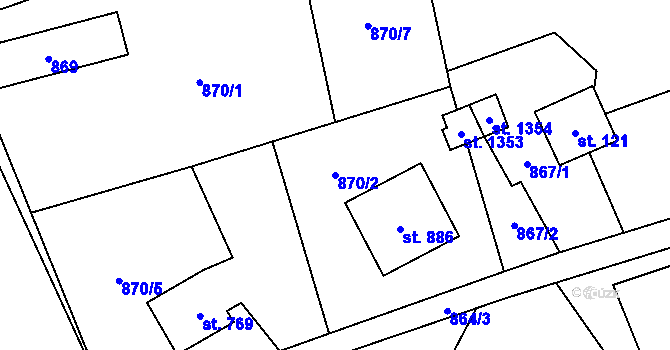Parcela st. 870/2 v KÚ Nýdek, Katastrální mapa