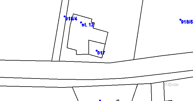 Parcela st. 917 v KÚ Nýdek, Katastrální mapa