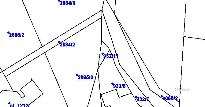 Parcela st. 932/11 v KÚ Nýdek, Katastrální mapa
