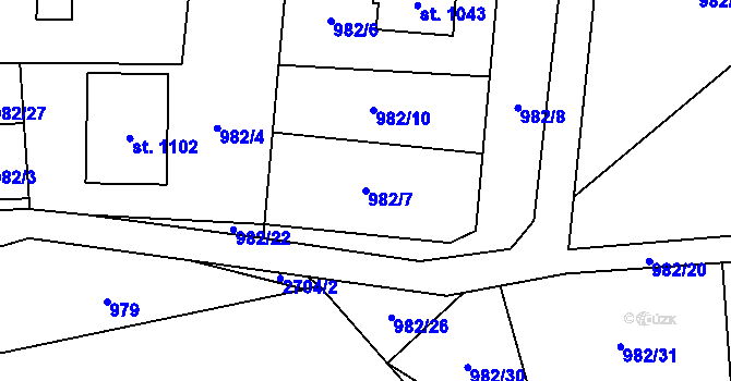 Parcela st. 982/7 v KÚ Nýdek, Katastrální mapa